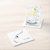 レッツパーティフランスのブルドッグシルエットコースター スクエアペーパーコースター (インサイチュ)