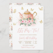 レッツパーティーガーデンティーパーティー誕生日 招待状 (正面/裏面)