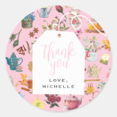 レッツパーティーガーデンフローラ誕生日パーティーピンク ラウンドシール (正面)