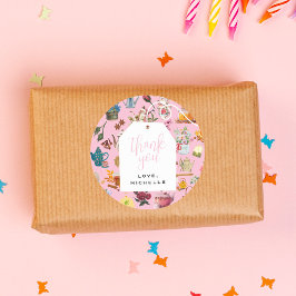 レッツパーティーガーデンフローラ誕生日パーティーピンク ラウンドシール