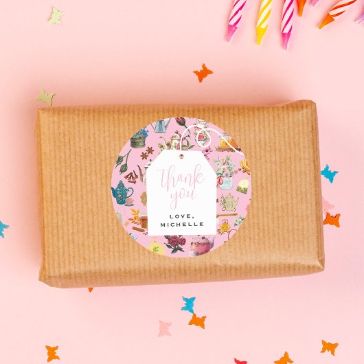 レッツパーティーガーデンフローラ誕生日パーティーピンク ラウンドシール