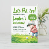 レッツパーティーゴルフをテーマにした水のカラーボーイ誕生日 招待状 (スタンド正面)