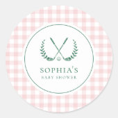 レッツパーティーゴルフガール名門私立校風のベビーシャワー ラウンドシール (正面)