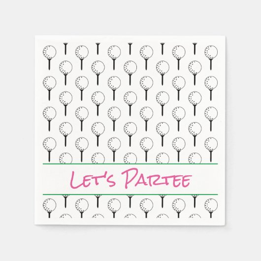 レッツパーティーゴルフティーボールスモダンポーツおもしろい スタンダードカクテルナプキン (正面)