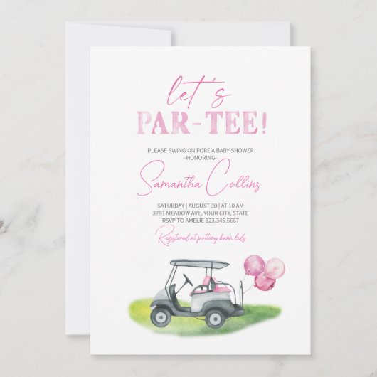レッツパーティーゴルフテーマベビーシャワー招待状 招待状 (正面)
