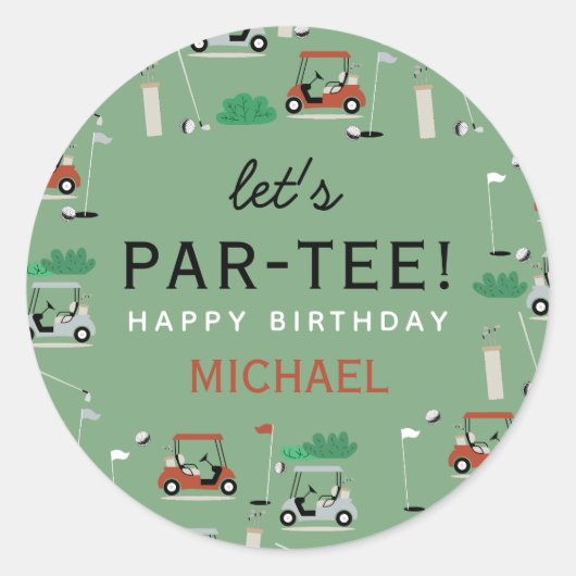 レッツパーティーゴルフテーマ誕生会 ラウンドシール (正面)