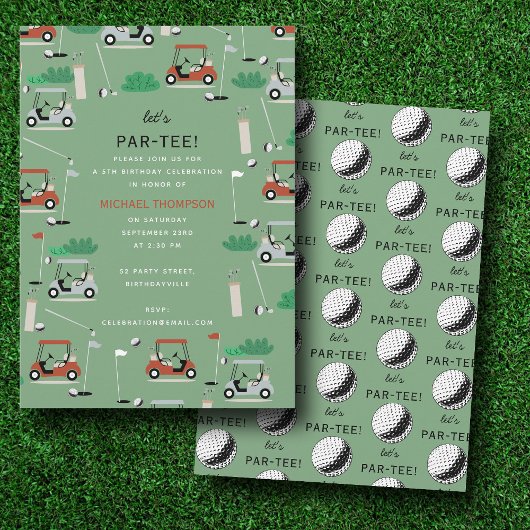 レッツパーティーゴルフテーマ誕生会 招待状
