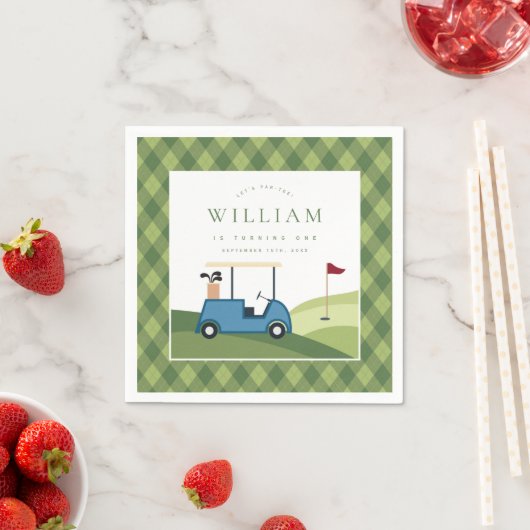 レッツパーティーゴルフパターアーガイルンファースト誕生日 スタンダードカクテルナプキン (インサイチュ)