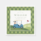 レッツパーティーゴルフパターアーガイルンファースト誕生日 スタンダードカクテルナプキン (正面)