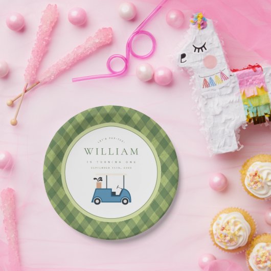 レッツパーティーゴルフパターアーガイルンファースト誕生日 ペーパープレート (パーティー)