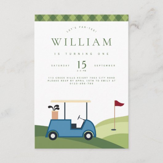 レッツパーティーゴルフパターアーガイルン誕生日 エンクロージャーカード (正面)