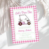レッツパーティーゴルフピンク女子市松模様に赤ちゃんシャワー 招待状