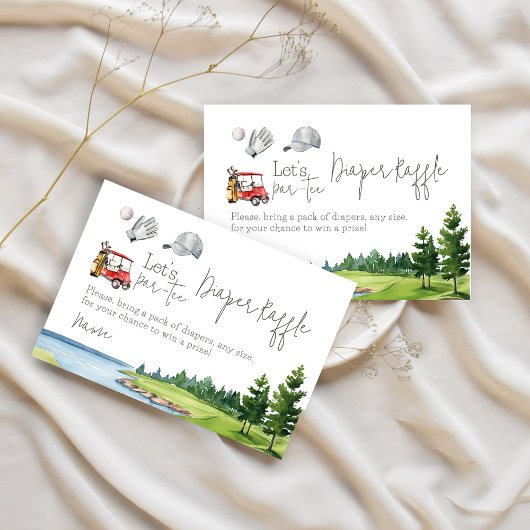 レッツパーティーティーゴルフベビーシャワースポーツおむつラッフル エンクロージャーカード