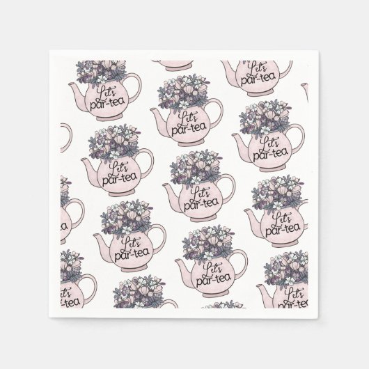 レッツパーティーティーティーティーティーポットフローラ誕生日 スタンダードカクテルナプキン (正面)