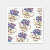 レッツパーティーティーティーティーティーポットフローラ誕生日 スタンダードカクテルナプキン (正面)