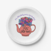 レッツパーティーティーティーティーティーポットフローラ誕生日 ペーパープレート (正面)