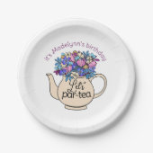 レッツパーティーティーティーティーティーポットフローラ誕生日 ペーパープレート (正面)