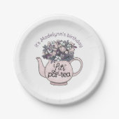 レッツパーティーティーティーティーティーポットフローラ誕生日 ペーパープレート (正面)
