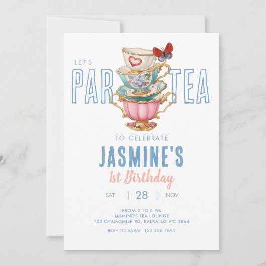 レッツパーティーティーパーティー誕生日招待状 招待状 (正面)