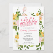 レッツパーティートレンディータイポグラフィ50誕生日 招待状 (正面)