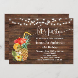 レッツパーティーバイザプールアダルト誕生日 招待状