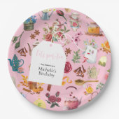 レッツパーティーピンクガーデンフローラ誕生会 ペーパープレート (正面)