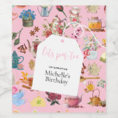 レッツパーティーピンクガーデンフローラ誕生会 ワインラベル (シングルラベル)