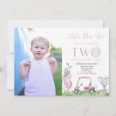 レッツパーティーピンクゴルフ写真2nd誕生日パーティー 招待状 (正面)