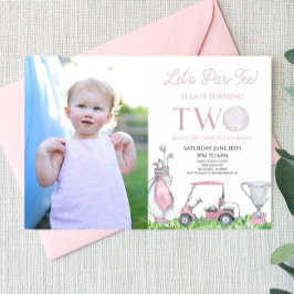 レッツパーティーピンクゴルフ写真2nd誕生日パーティー 招待状