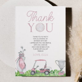 レッツパーティーピンクゴルフ誕生日パーティー サンキューカード