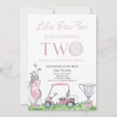 レッツパーティーピンクゴルフ2nd誕生日パーティー 招待状 (正面)