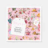 レッツパーティーピンク春フローラ誕生会 スタンダードカクテルナプキン (正面)