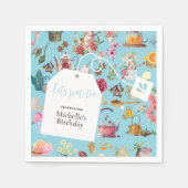 レッツパーティーブルー春フローラ誕生会 スタンダードカクテルナプキン (正面)