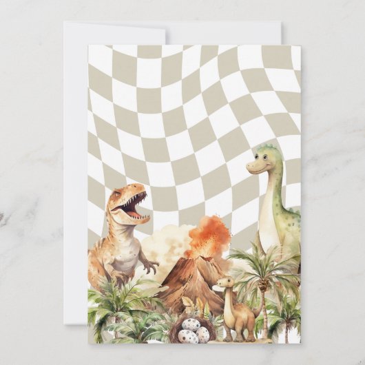 レッツパーティーライク恐竜兄弟姉妹誕生日ヴィンテージ 招待状 (裏面)