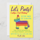 レッツパーティーレインボンドキー誕生日フィエスタピニャータ 招待状 (正面)