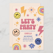 レッツパーティーレインボースターズ子供の誕生日 招待状 (正面/裏面)