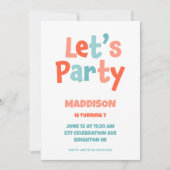 レッツパーティー子供の誕生日パーティの招待状 招待状 (正面)