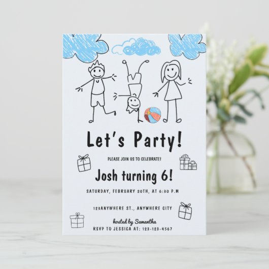 レッツパーティー子供の誕生日パーティの招待状 招待状 (スタンド正面)