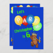 レッツパーティー第6誕生日ベアプリンス 招待状 (正面/裏面)