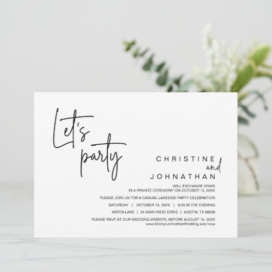 レッツパーティー結婚の駆け落ち夕食お祝い 招待状 (スタンド正面)