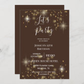 「レッツパーティー」グリッター&スパークルズ誕生日 招待状 (正面/裏面)