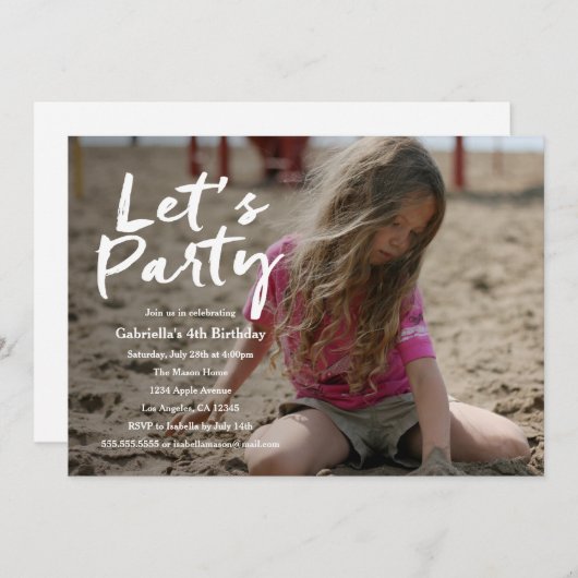 レッツパーティー|フォトパーティの招待状 招待状 (正面/裏面)