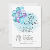 レッツパープル祝バルーン誕生日 招待状 (正面)