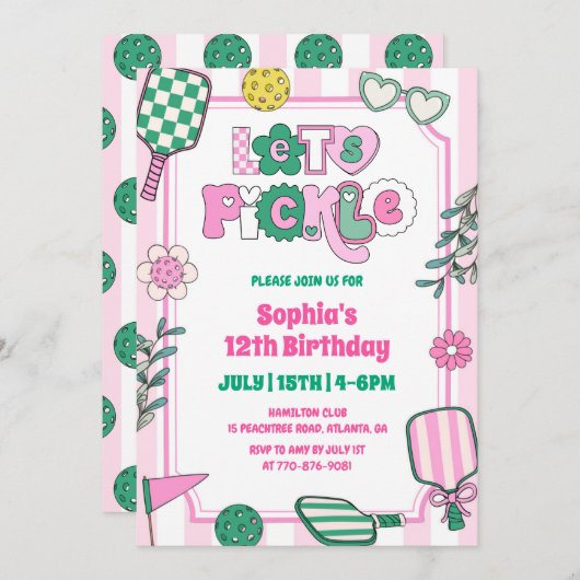 レッツピックルガールズピックボール誕生日 招待状 (正面/裏面)