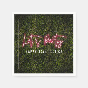 レッツピンクのネオンボクウッドパーティー誕生日 スタンダードカクテルナプキン