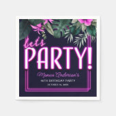 レッツピンクパーティーネオン熱帯誕生日 スタンダードカクテルナプキン (正面)