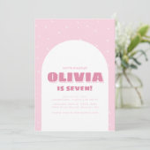 レッツピンクパーティー紙吹雪誕生日招待状 招待状 (スタンド正面)