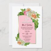 レッツピンク祝ローズフローラの駆け落ち 招待状 (正面)