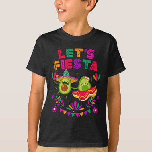 レッツフィエスタアボカド踊りシンコデマヨメキシコ Tシャツ (正面)