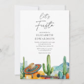 レッツフィエスタウォーターカラーサボットフォトブライダルシャワー 招待状 (正面)